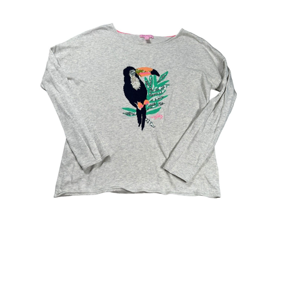 Lilly Pulitzer Sweater Small Sequin Toucan Tropical Embellished Beach Preppy